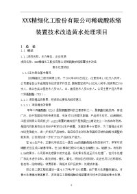 XXX精细化工股份有限公司稀硫酸浓缩装置技术改造黄水处理项目可行性研究报告