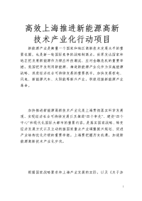 高效上海推进新能源高新技术产业化行动项目可行性研究报告