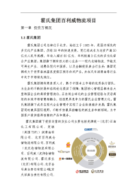 霍氏集团百利威物流项目可行性研究报告