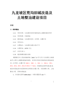 九龙坡区荒沟旧城改造及土地整治建设项目可行性研究报告