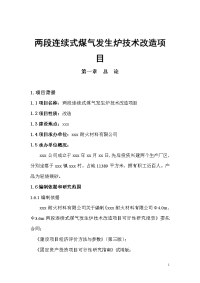 两段连续式煤气发生炉技术改造项目可行性研究报告