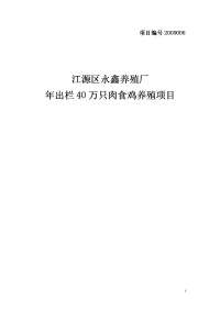 40万只肉食鸡养殖项目可行性研究报告