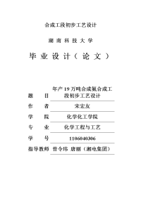 年产19万吨合成氨合成工段初步工艺设计.doc