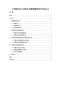 中国移动公司的多品牌战略研究毕业论文.doc