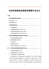 浅谈电器集团品牌营销策略毕业论文.doc