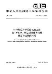 GJB6238.19-2008特种航空炸弹效应试验方法航空燃烧炸弹火种静态持续燃烧时间.pdf