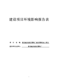 园区塑料厂废旧塑料加工项目环境影响报告表