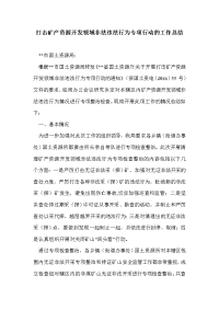 打击矿产资源开发领域非法违法行为专项行动的工作总结