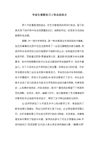 毕业生暑假实习工作总结范文