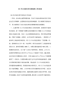 xx年计划生育行政执法工作总结