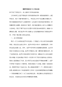 教师顶岗实习工作总结