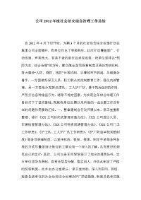 公司2012年度社会治安综合治理工作总结