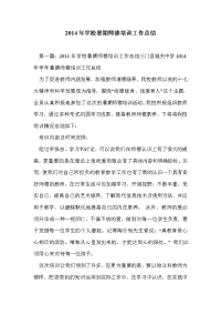 2014年学校暑期师德培训工作总结