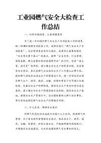 工业园燃气安全大检查工作总结