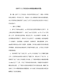 仓库个人工作总结未来规划(精选多篇)