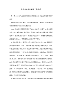 公司企业文化建设工作总结