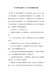 公司职员试用期个人工作总结(精选多篇)