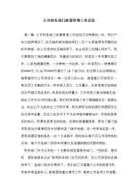 公司财务部门核算管理工作总结