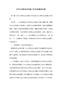 区非公有制企业党建工作总结(精选多篇)