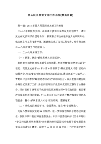 县人民医院党支部工作总结(精选多篇)