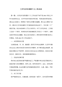 大学生村官助理个人工作总结