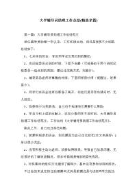 大学辅导员助理工作总结(精选多篇)