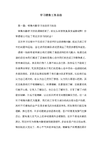 学习销售工作总结