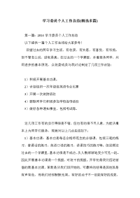 学习委员个人工作总结(精选多篇)