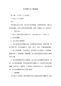 小小班个人工作总结