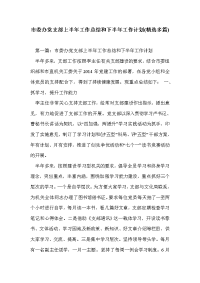 市委办党支部上半年工作总结和下半年工作计划(精选多篇)