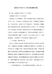 建设公司专业个人工作总结(精选多篇)