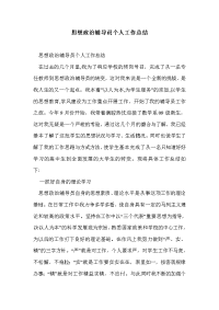 思想政治辅导员个人工作总结