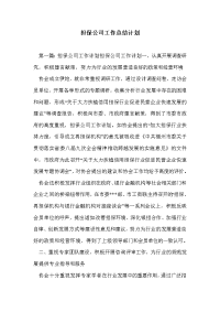 担保公司工作总结计划