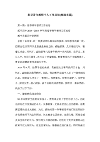 指导青年教师个人工作总结(精选多篇)