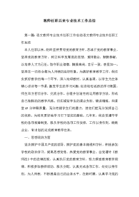 教师任职以来专业技术工作总结