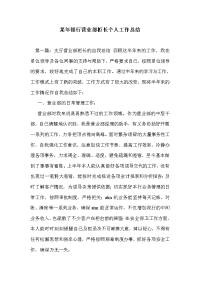 某年银行营业部柜长个人工作总结