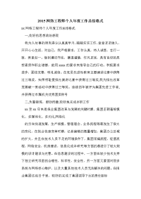 2015网络工程师个人年度工作总结格式