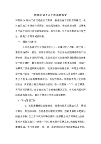 照明公司个人工作总结范文