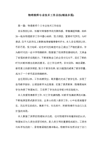 物理教师专业技术工作总结(精选多篇)