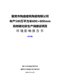 年产580万平方米生产线项目(报批)环境影响报告书