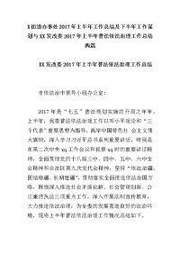 X街道办事处2017年上半年工作总结及下半年工作谋划与XX发改委2017年上半年普法依法治理工作总结两篇