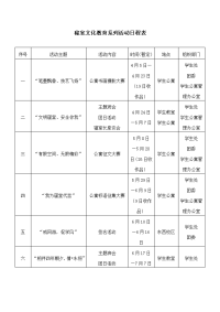 寝室文化教育系列活动日程表