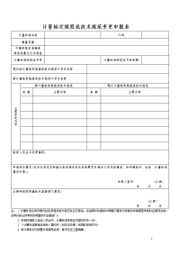 计量检定规程或技术规范变更申报表