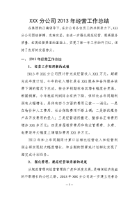 分公司经营工作总结