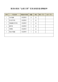 渠县社保局金保工程信息系统设备采购清单
