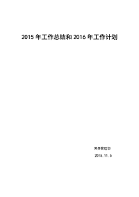 2015年工作总结和2016年工作计划