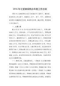 2016年七宝镇采购办年度工作总结