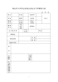 瑞金市大学毕业生就业创业见习申请登记表