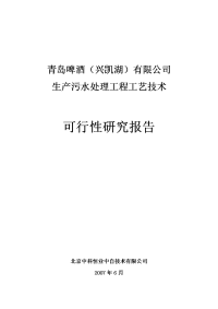 青岛啤酒（兴凯湖）有限公司生产污水处理工程工艺技术可行性研究报告