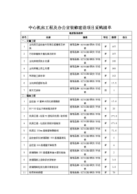 中心机房工程及办公室装修建设项目采购清单